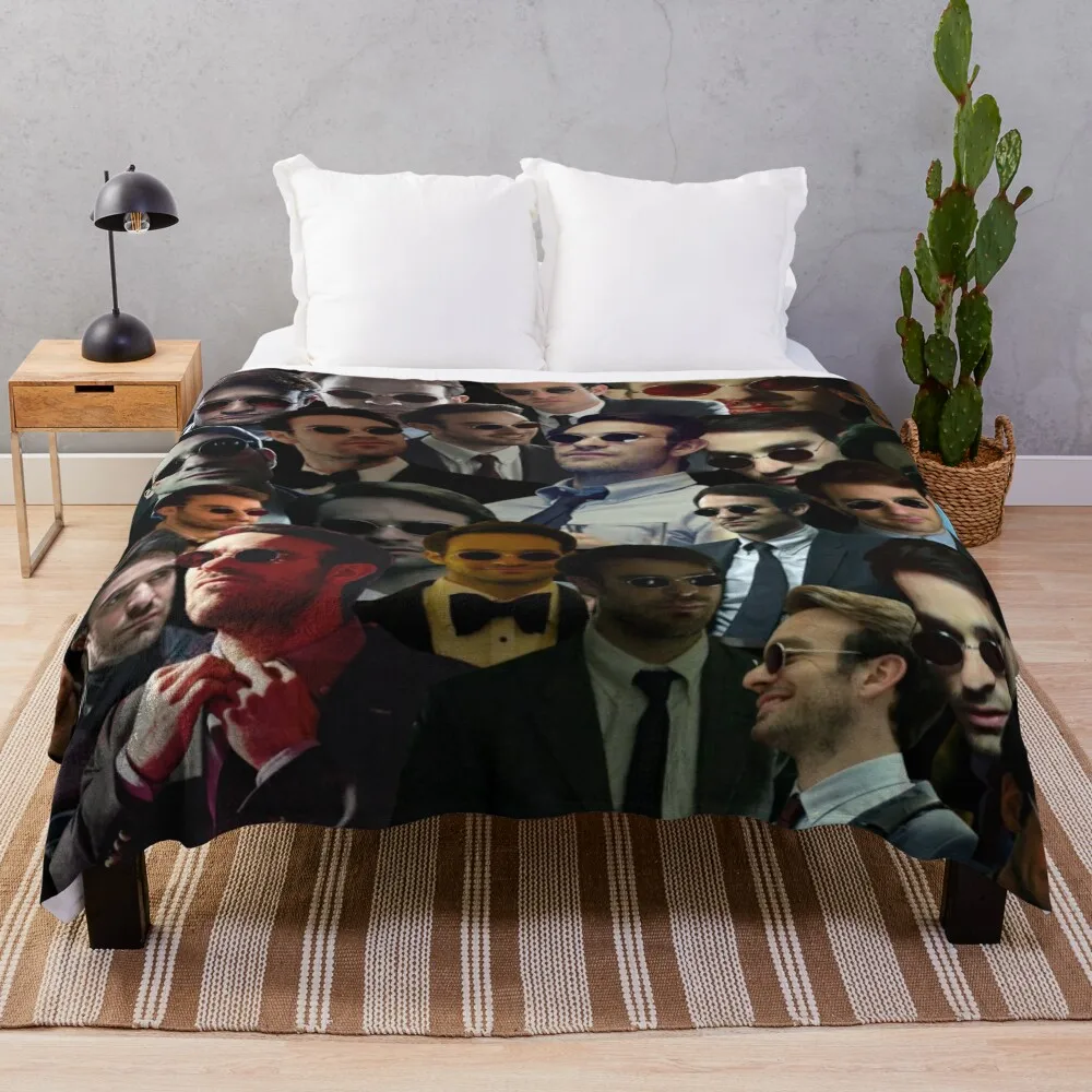 matt murdock-devil dare photo collage Throw Blanket Flannel Fabric valentine gift ideas Hairy Blankets