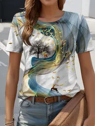 Christmas Women's T-Shirt Cute Elk Snowman 3D Printed Oversized T-Shirt New Fashion Santa Claus Women Clothing Female Tops Tees