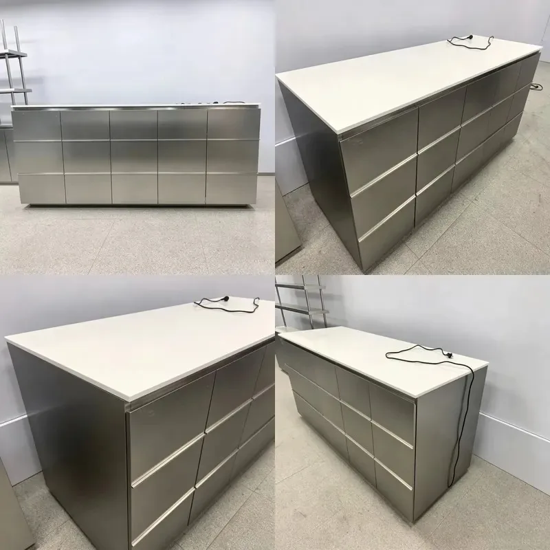 Modern Stainless Steel Chest of Drawers with Stone Countertops for Bakery Checkout Counter Made in Guangdong China