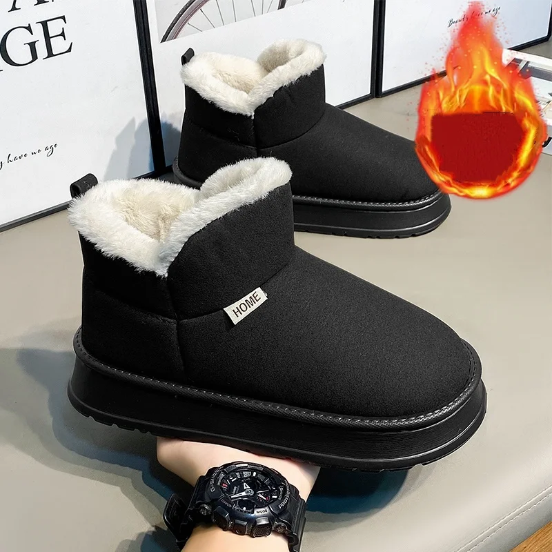 أحذية الثلوج الشهيرة للخريف والشتاء مبطنة بالصوف الدافئة على طراز الزوجين والأحذية القطنية للرجال والنساء