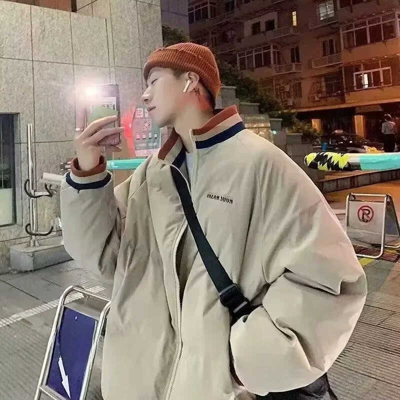 

Autumn Winter Large Size 250 Pou Hong Kong Sle American Collar Men's Loose Casual Open Cardigan Cotton Jaet Trendy Brand