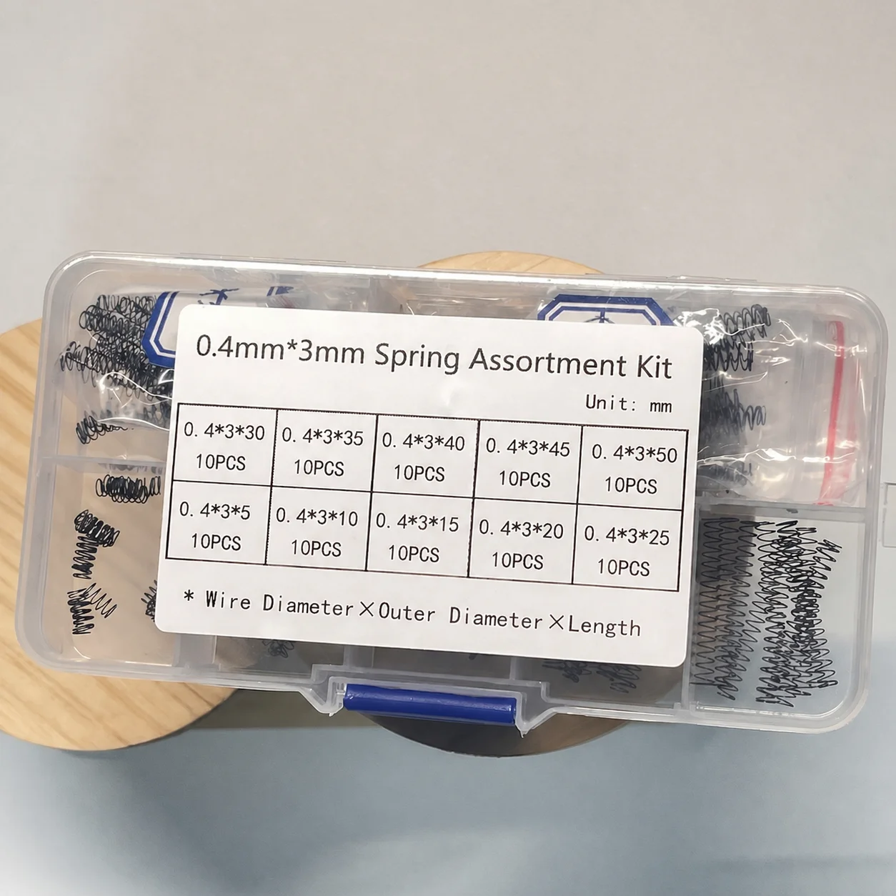 10 Sizes 100Pcs 304SUS 65MN High Tension Compression Spring, WD 0.4mm OD 3-10mm Flexible Elastic Spring Assortment Set