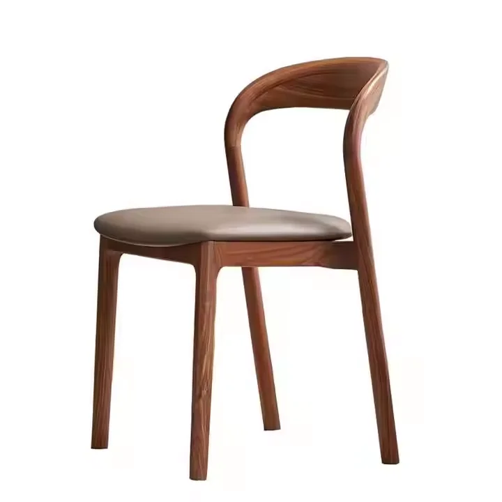 

-For Luxurious Ash Wood Dining Chair with Faux Leather Seat - Nordic Style & Customizable&