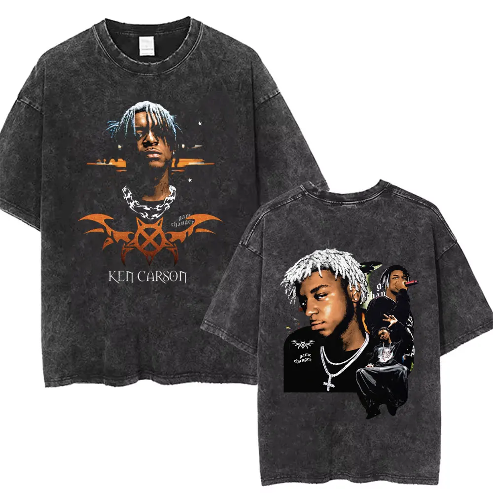 Washed Vintage Rapper Ken Carson A Great Chaos Album Tshirt Men Women Fashion Hip Hop T-shirts Male Casual Oversized T Shirts