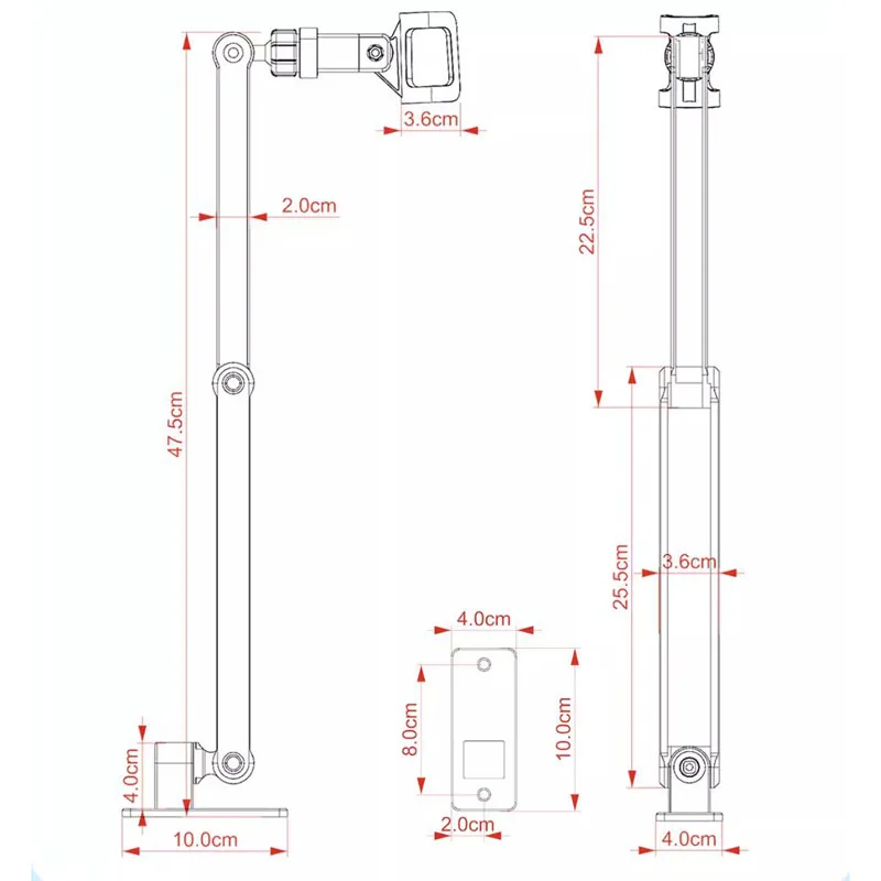 Microphone Boom Arm Stand Universal Rotation, Folding and Lifting Aluminum Alloy Wall-Mounted Bracket