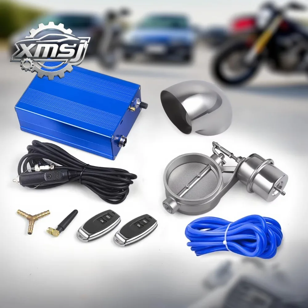 Exhaust Control Valve Set With Vacuum Actuator CUTOUT 2.0" 2.5" 3.0" Pipe CLOSE STYLE with Wireless Controller and elbow pipe
