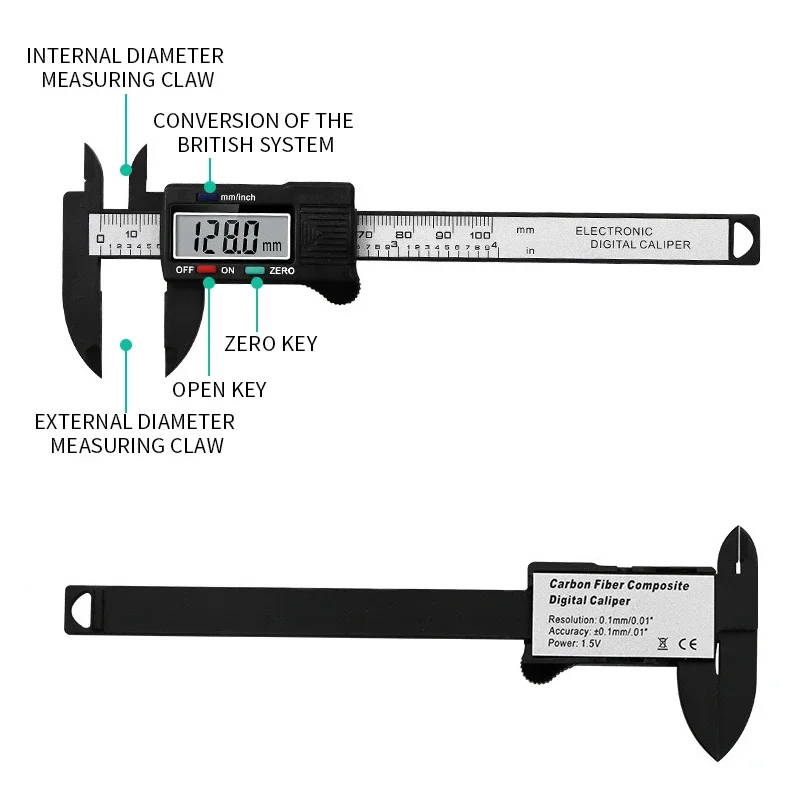 Digital Electronic Vernier Caliper 150mm Tattoo Eyebrow Ruler Measuring Tool LCD Microblading Micrometer Measurement Means