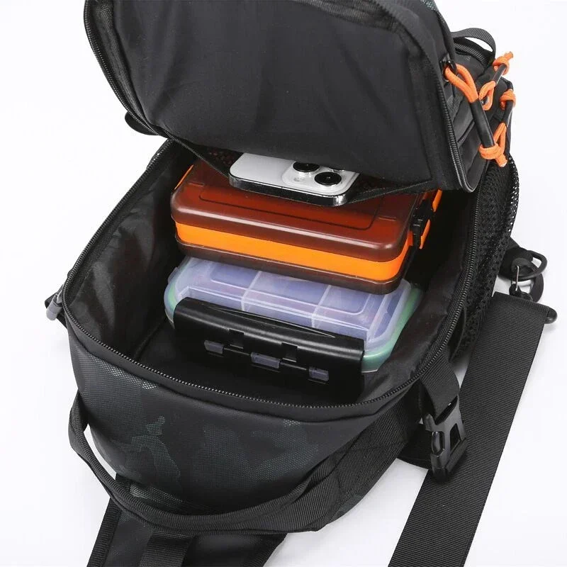 New Lure Box Gear Storage Bag Fishing Tackle Backpack Fanny Pack for Men Fly Fishing Backpack with Rod Holder Sling Shoulder Bag