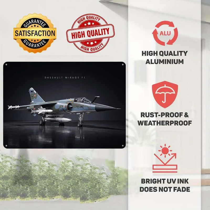 Dassault Mirage F1 Fighter Jet Metal Poster Perfect Gift for Fans Lovers Personalized Wall Art Metal Sign for Wand Deko Decor