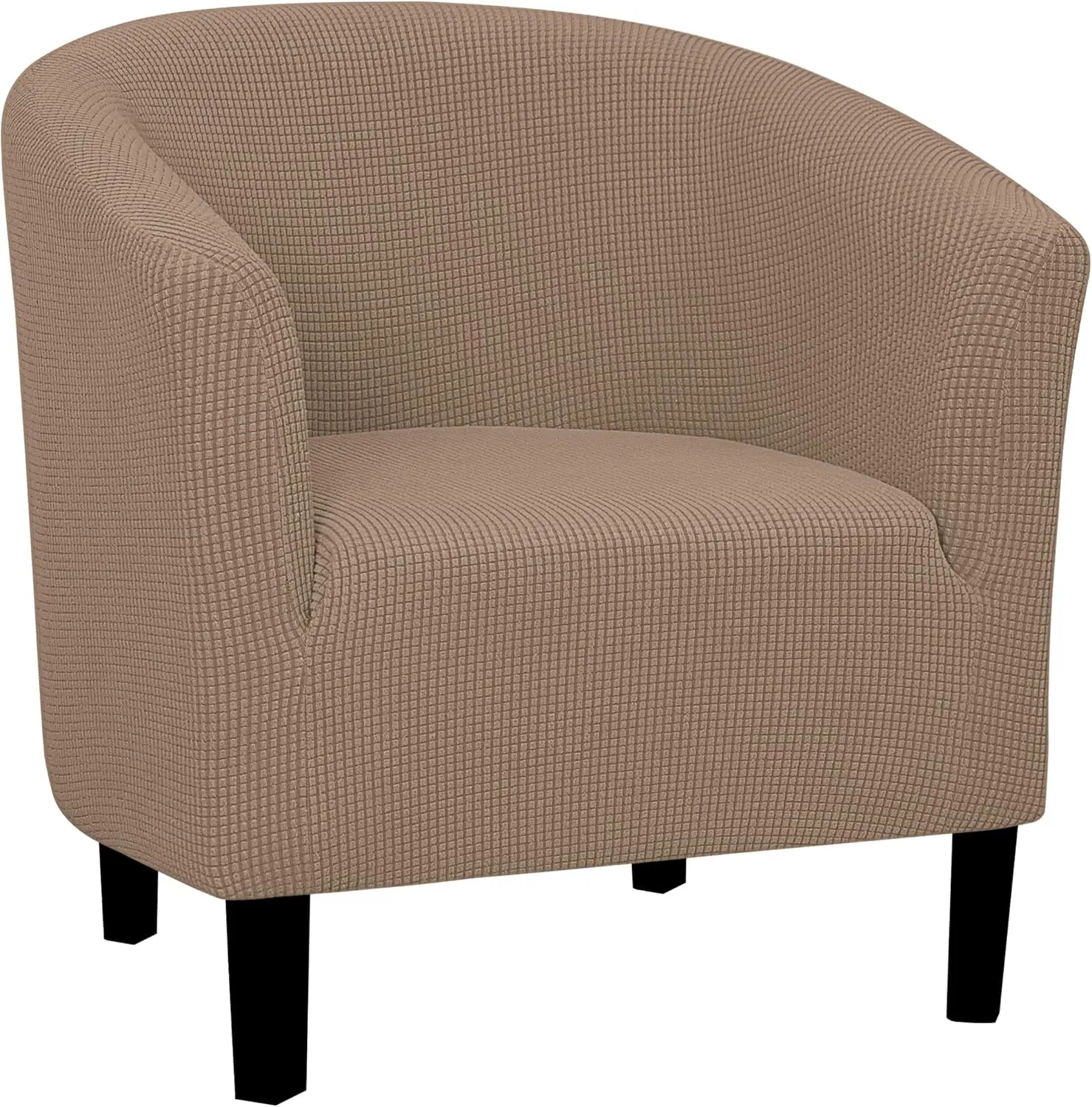 

Stretch Club Armchair Slipcover 1 Piece Barrel Tub Sofa Cover Furniture Protector Jacquard Couch Cover Camel