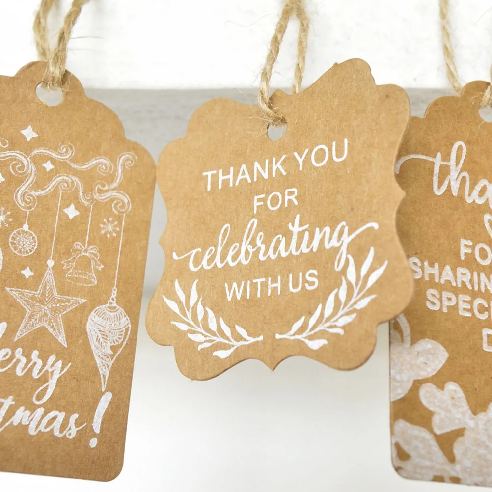 

100Pcs Kraft Hanging Tags Premium Kraft Paper for Gift Baking Food Package Wedding Party Favor Labels with Strings