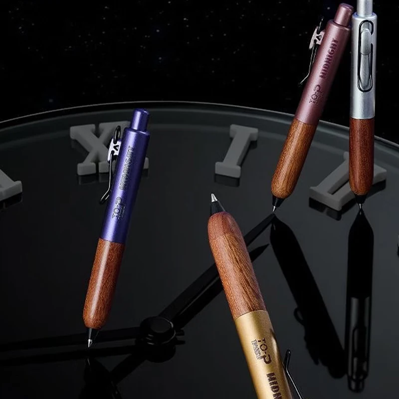 TANOOCI TP-105 Ballpoint Pen 0.5mm Imported Ink Metal Rod Sandalwood Grip Low Center Gravity for Study Office Business Signature