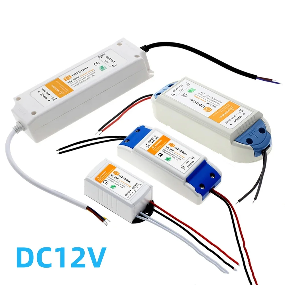 

LED Lighting Transformer DC12V 18W 24W 48W AC 110V 220V To 12V DC LED Driver Power Adapter for LED Strip Lights Outdoor Adapters