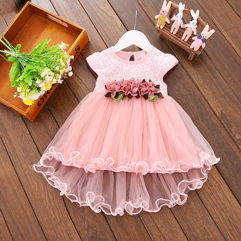 

Summer New Baby Girls Princess Dress With Floral Waist Design Cute Toddler Kids Outfit For Daily Wear And Party Performance