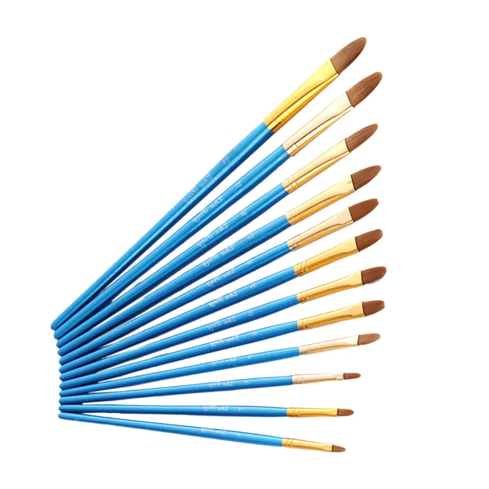 

12Pcs Nylon Bristle Paint Brushes Set High Quality Synthetic Fiber for Watercolor Oil Acrylic Gouache Face Painting Drawing