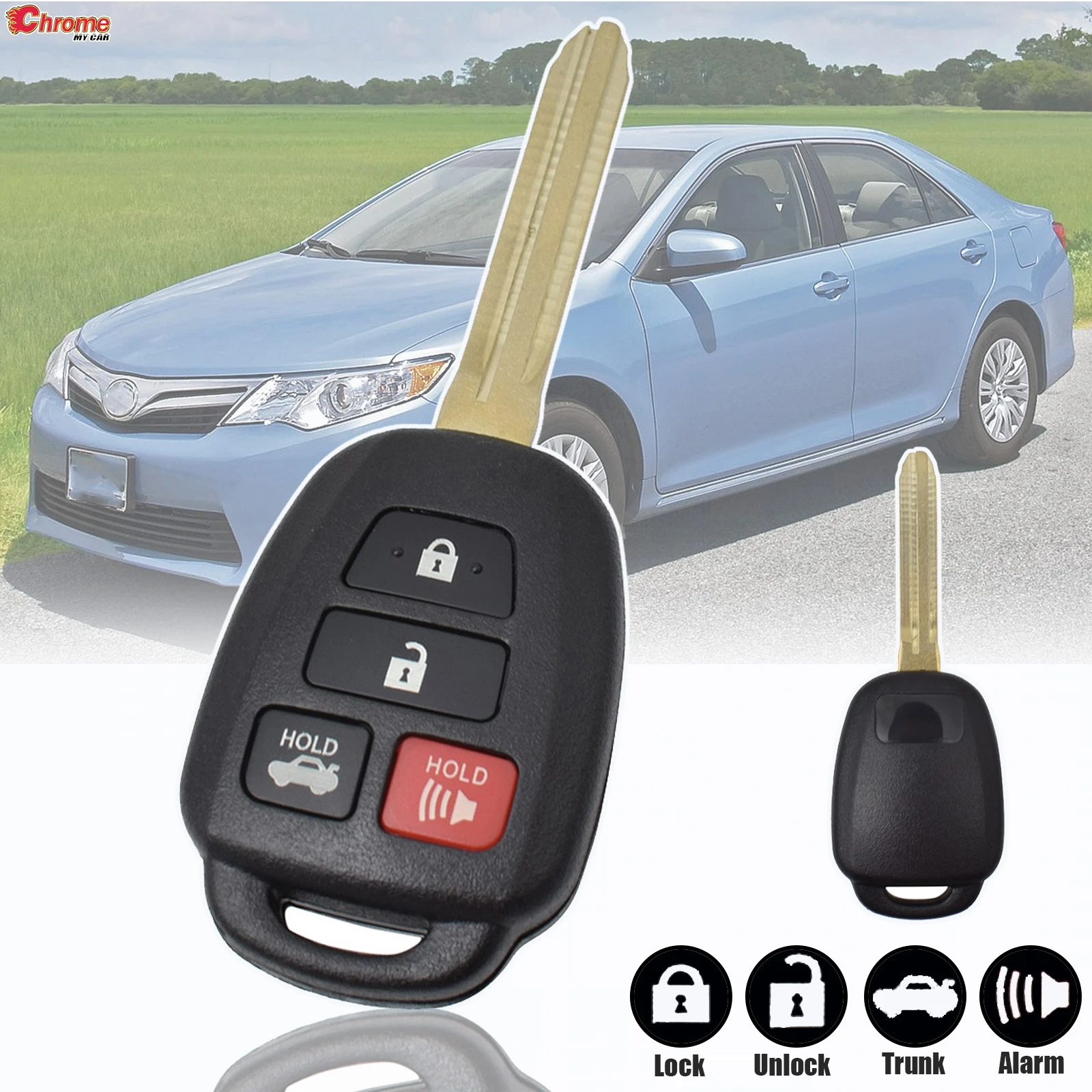 

Автомобильный пульт дистанционного управления, чехол для Toyota Camry Corolla Prius RAV4 Highlander Sequoia Tundra, 4-кнопочный пустой комплект для ремонта лезвия ключа