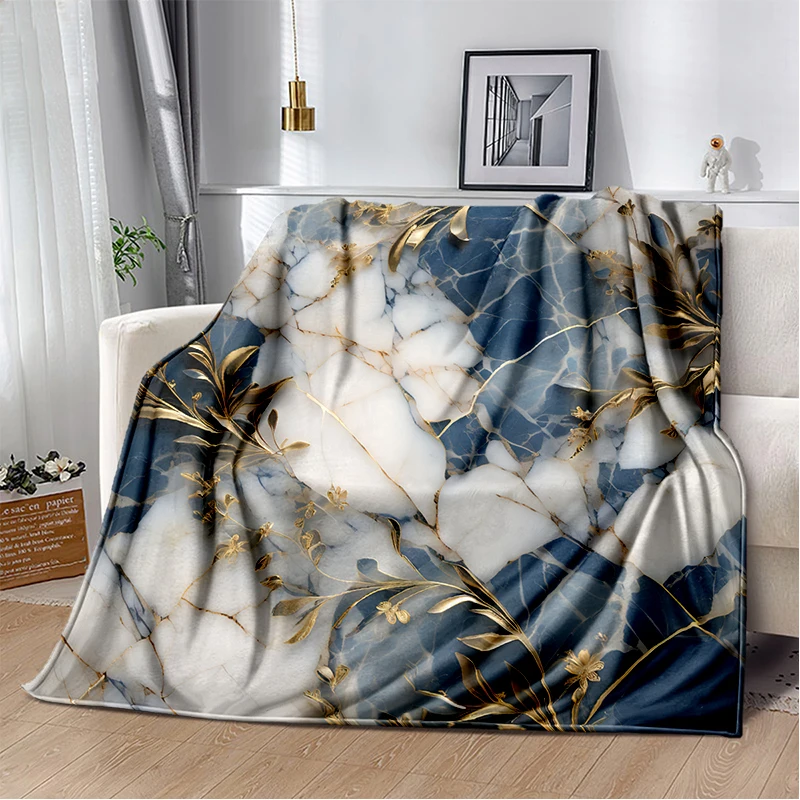 Marble Texture Fleece Throw Blanket Soft Warm Geometric Plush Nap Blanket for Bed Chair Car Sofa Couch Bedroom Office Or Dorm