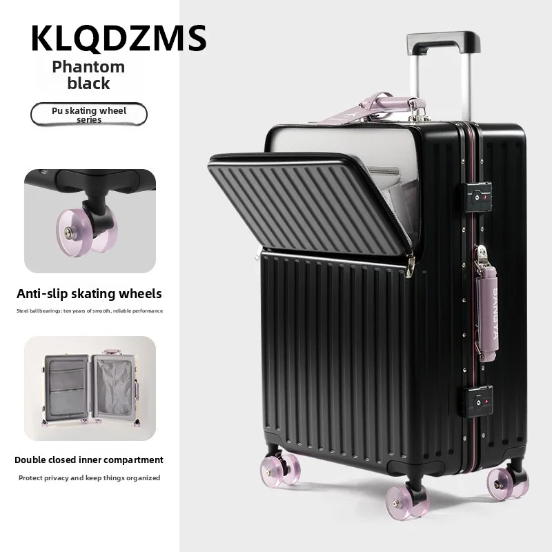 KLQDZMS Travel Luggage Front Opening Laptop Trolley Case Aluminum Frame Boarding Case 20