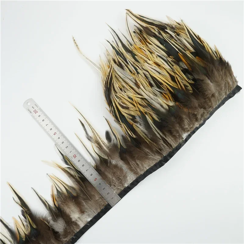 1Meter Natural Peacock Rooster Cock Pheasant Feathers on Tape Clothes Tassel Fringe Trim Fabric Sewing Carnival Wedding Dress