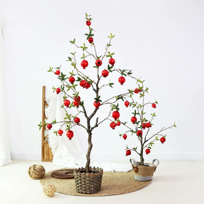 Artificial Pomegranate Fruit Tree, Potted Home, Living Room, Wedding, Christmas Decoration, Simulation, High Quality