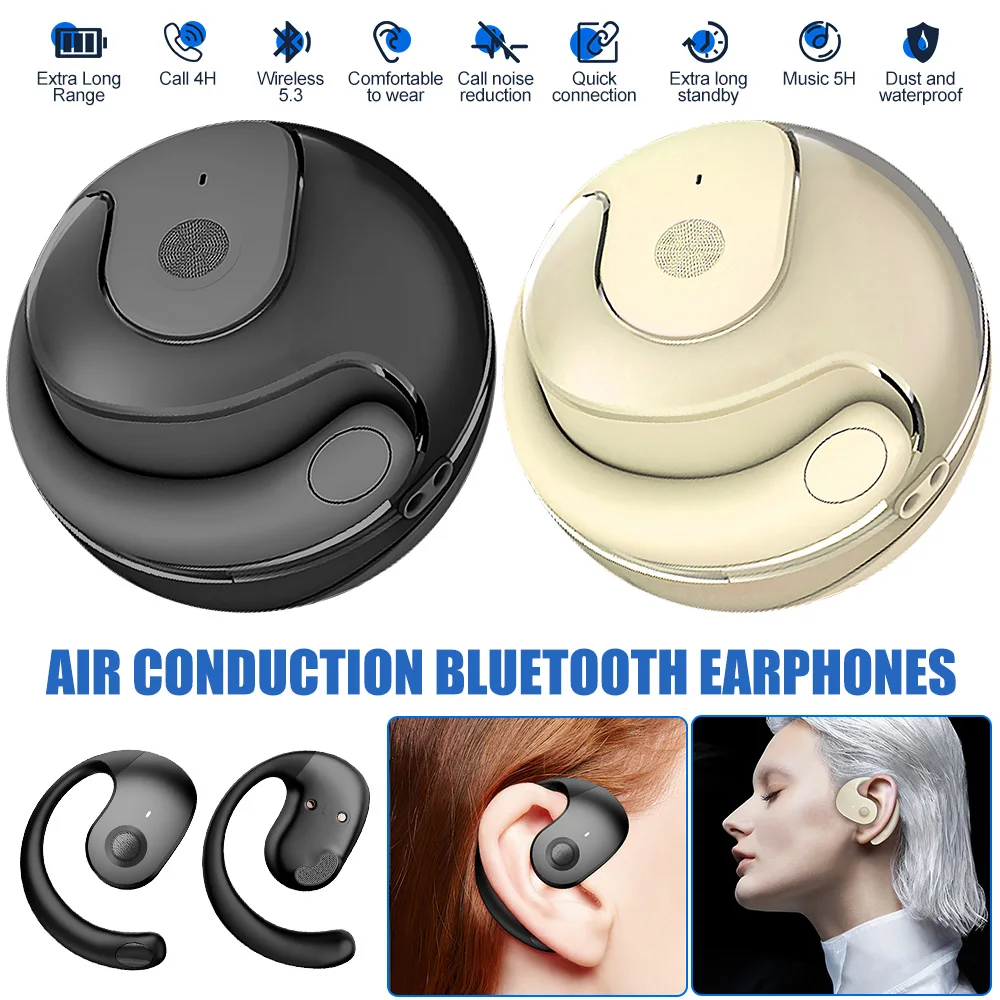 Bone Conduction Wireless Earphones Bluetooth 5.3 Sports Headphones Noise Canceling Headsets with Mic for Outdoor Running Driving