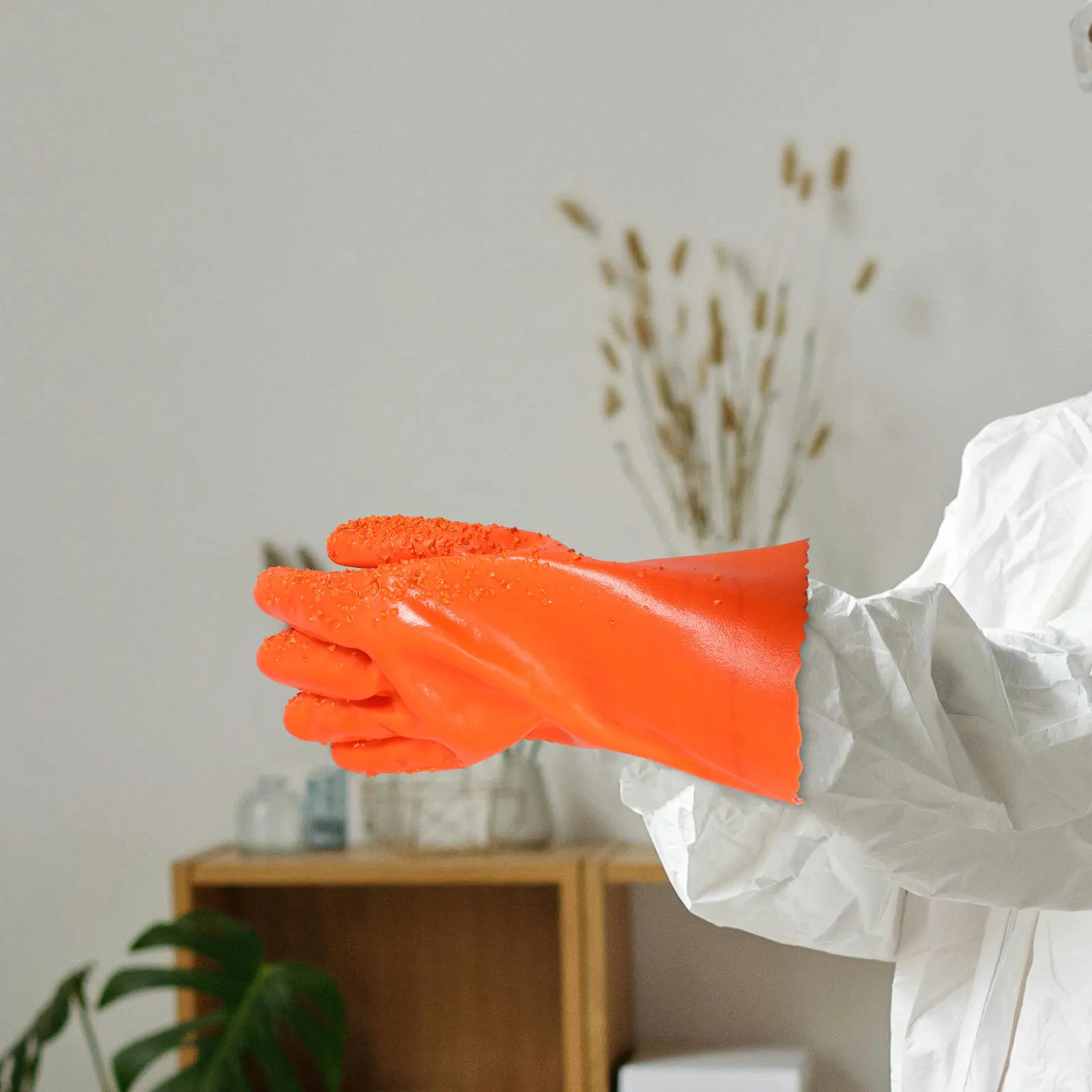 

1Pair Heavy Duty PVC Work Gloves for Men Non-Slip Oil Acid Alkali Resistant Waterproof Wear Resistant Outdoor Protective Gloves