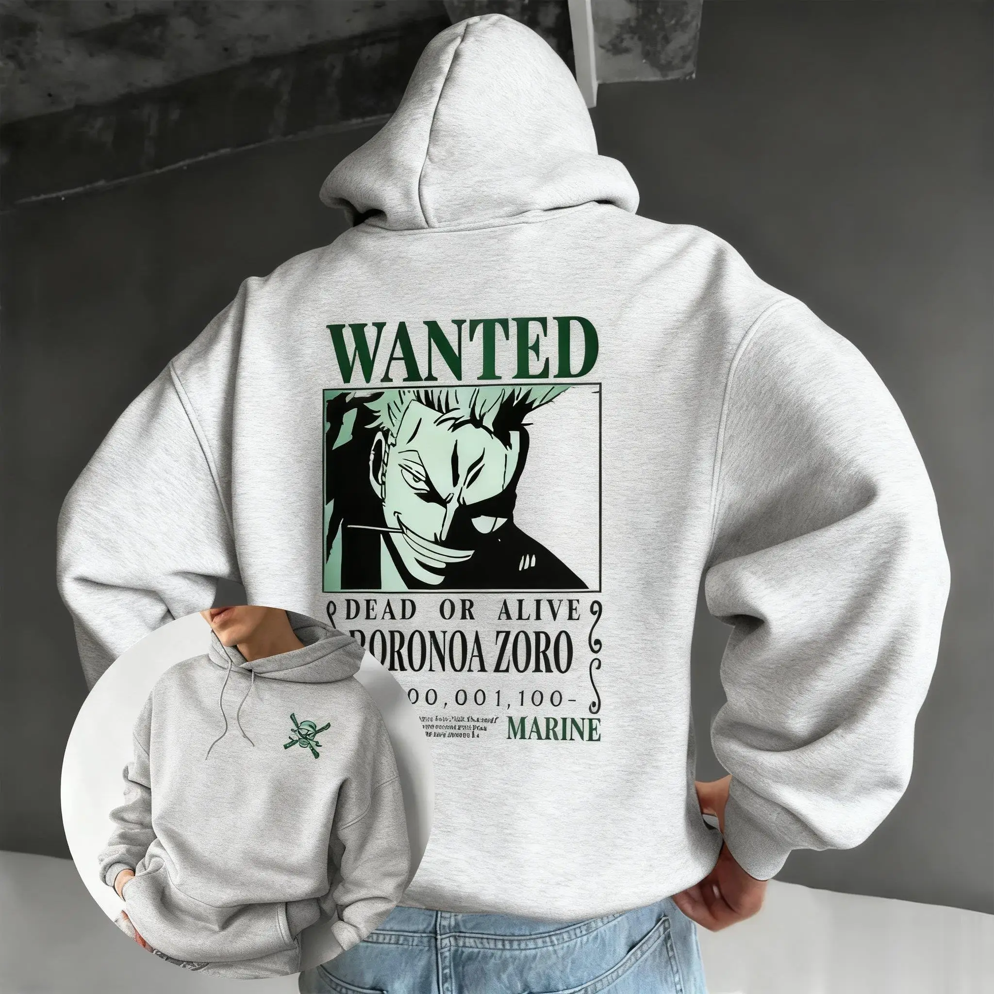 Hoodie Anime One Piece Zoro Pria Wanita Oversized dengan Cetakan Grafis, Sweatshirt Pullover Streetwear Kasual Y2k Atasan Musim Gugur Musim Dingin Terbaru