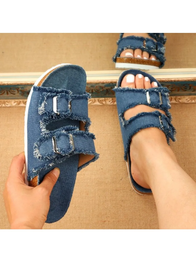 

New Shoes Women Comfortable Sandals Ladies Slip-on Wedge Sandals Sports Beach Walk Shoes Summer Fashion Denim Casual Sandalias