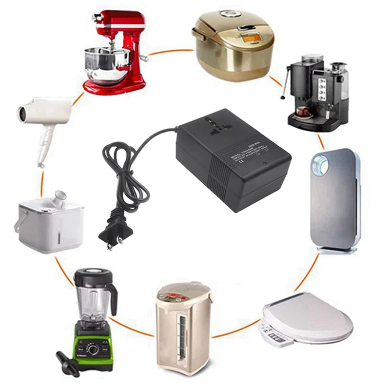 ABSS-2X 200W Voltage Converter 110V To 220V Transformer Step-Up Transformer Voltage Converter Travel Adapter US Plug