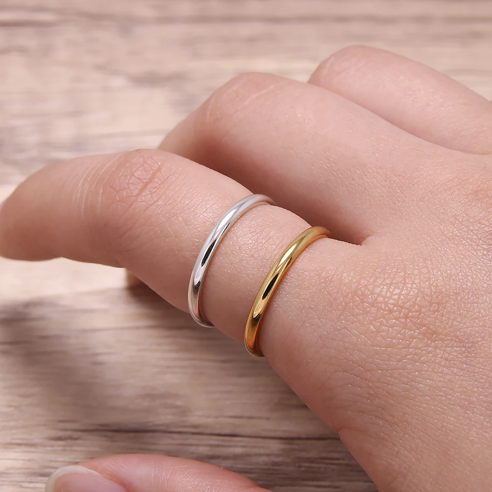 Custom Engrave Real Pure 925 Sterling Silver Rings For Women And Men Simple Couple Ring Smooth Wedding Band For Lovers Jewelry