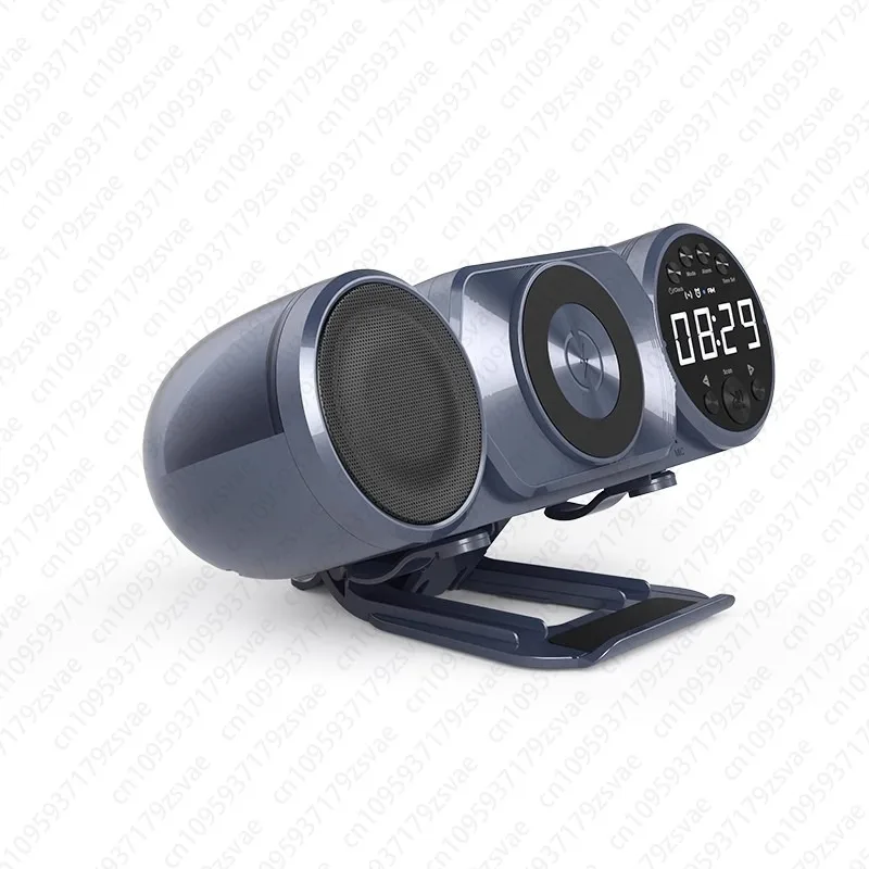

2025 Новый портативный Bluetooth-динамик с беспроводной зарядкой, декоративный предмет, подставка для телефона, часы и будильник