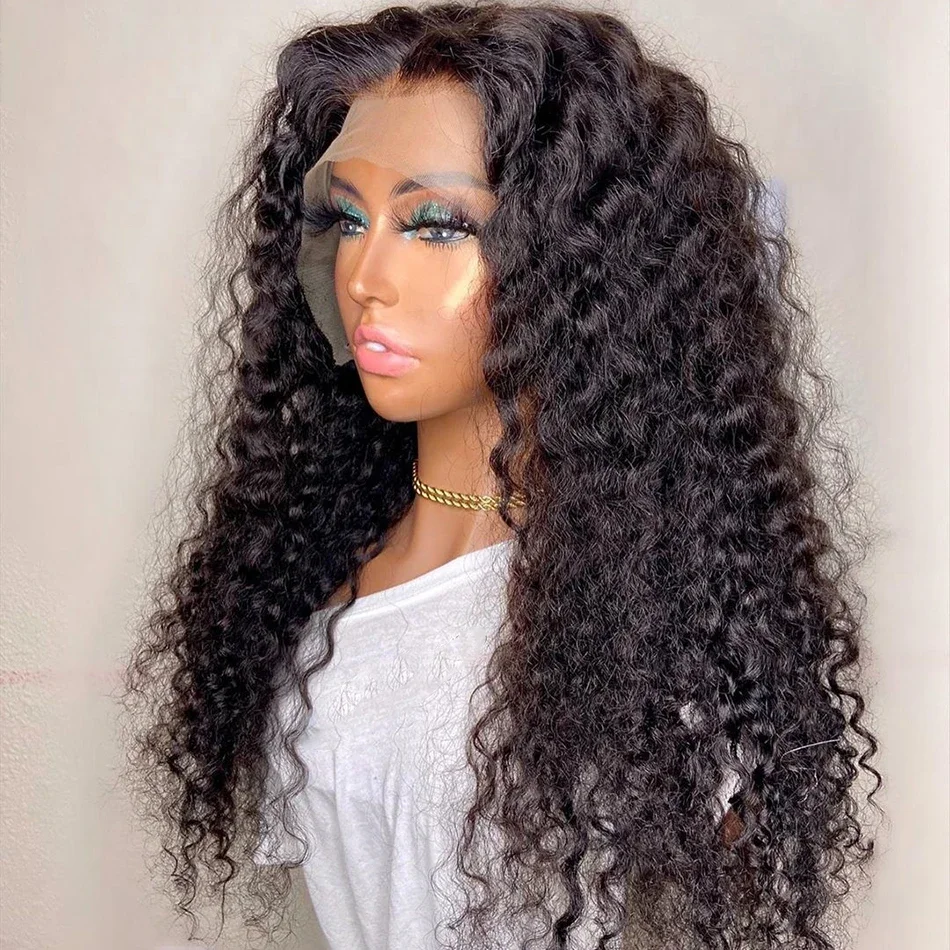 

Soft Natural 26Inch 180Density Long Kinky Curly Black Lace Front Wig For Women BabyHair Heat Resistant Glueless Preplucked Daily