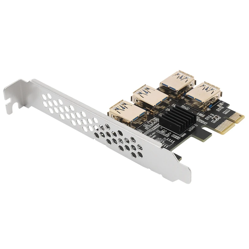 New 4 Ports Pcie Riser Adapter Board PCI-E 1X To 4 USB 3.0 PCI-E Rabbet GPU Riser Extender Ethereum ETH/Monero XMR/Zcash ZEC 16X