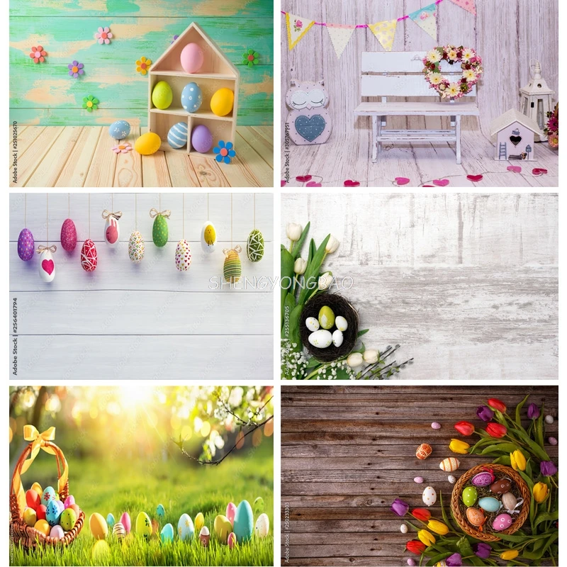 

Easter Eggs Photography Backdrops Photo Studio Props Spring Flowers Child Baby Portrait Photo Backdrops 21126 FHJ-04