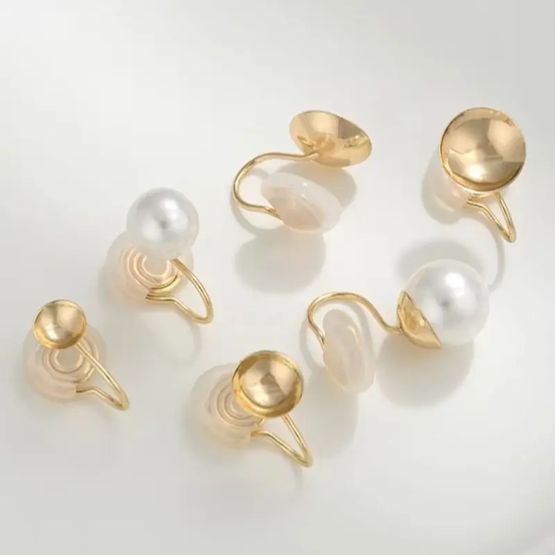 

14K Gold-plated Mosquito Coil Without Ear Holes Empty Bowl Holder Ear Clip Handmade DIY Adhesive Pearl Ear Bone Accessory E365