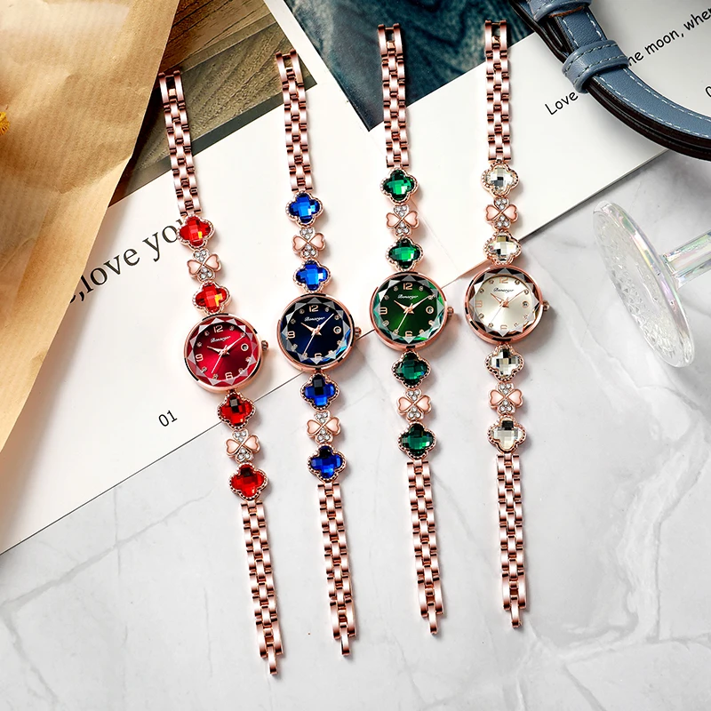 

Роскошные женские часы BONARGER с четырехлистным клевером, изысканный браслет, светящиеся, новые, нарядные, кварцевые наручные часы