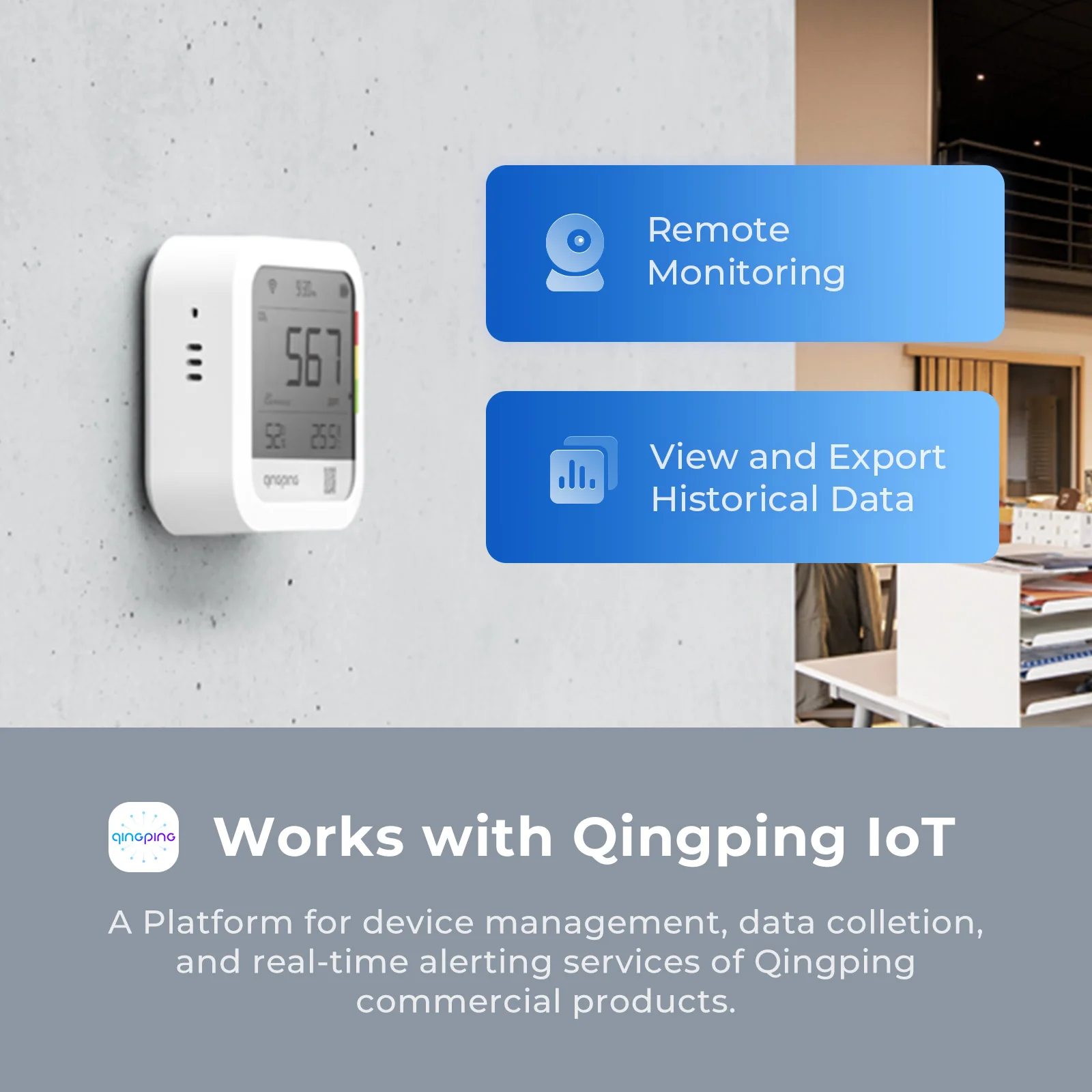 Qingping Wifi CO2 Detetor Temperature Humidity Monitor Carbon Dioxide Detector Indoor Thermometer Hygrometer For IoT APP