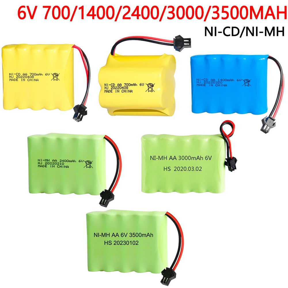 6V 700mAh NI-MH NI-CD 1400MAH 2400mAh 3000mah 3500mAh battery for RC Toys Cars Truck Tank Guns robots RC TOYS 6V AA nimh battery