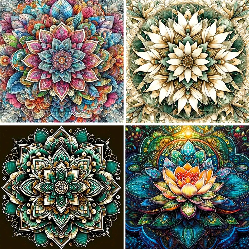 

RUOPOTY Lotus Diamond Painting Kits Home Decor Rhinestone Art Crafts Flower Full Round/Square Abstract For Adults Art Supplies