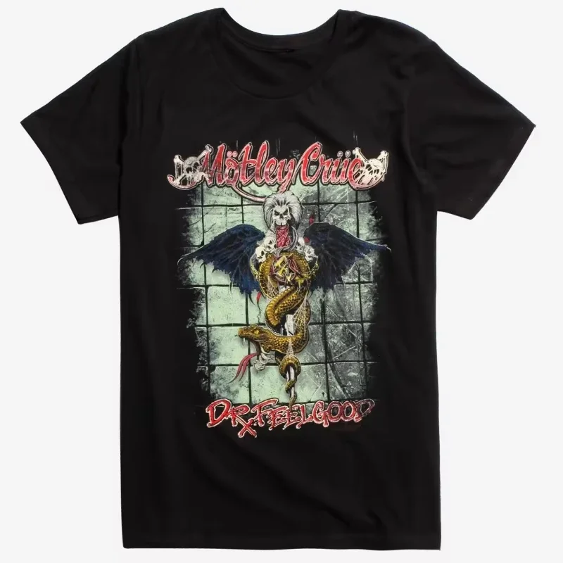 

25 Summer Motley Crue Dr. Feelgood Printed T-Shirt Summer Brand Cotton Men's and Women's T-Shirt Short Sleeve Oversized T-Shirt