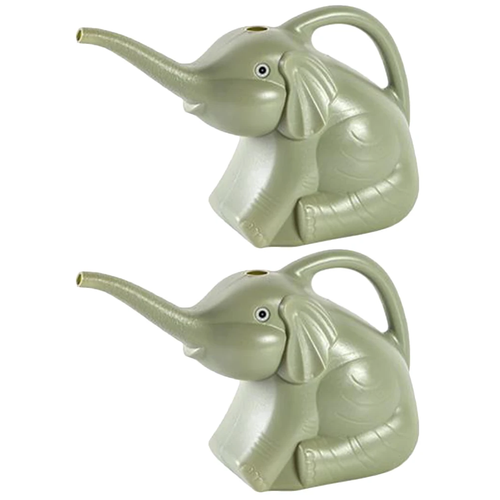 

2pcs Watering Can Elephant Shaped Kids Tools Light Green Large Capacity Durable PP Material Garden Supply Sprinkling Tool