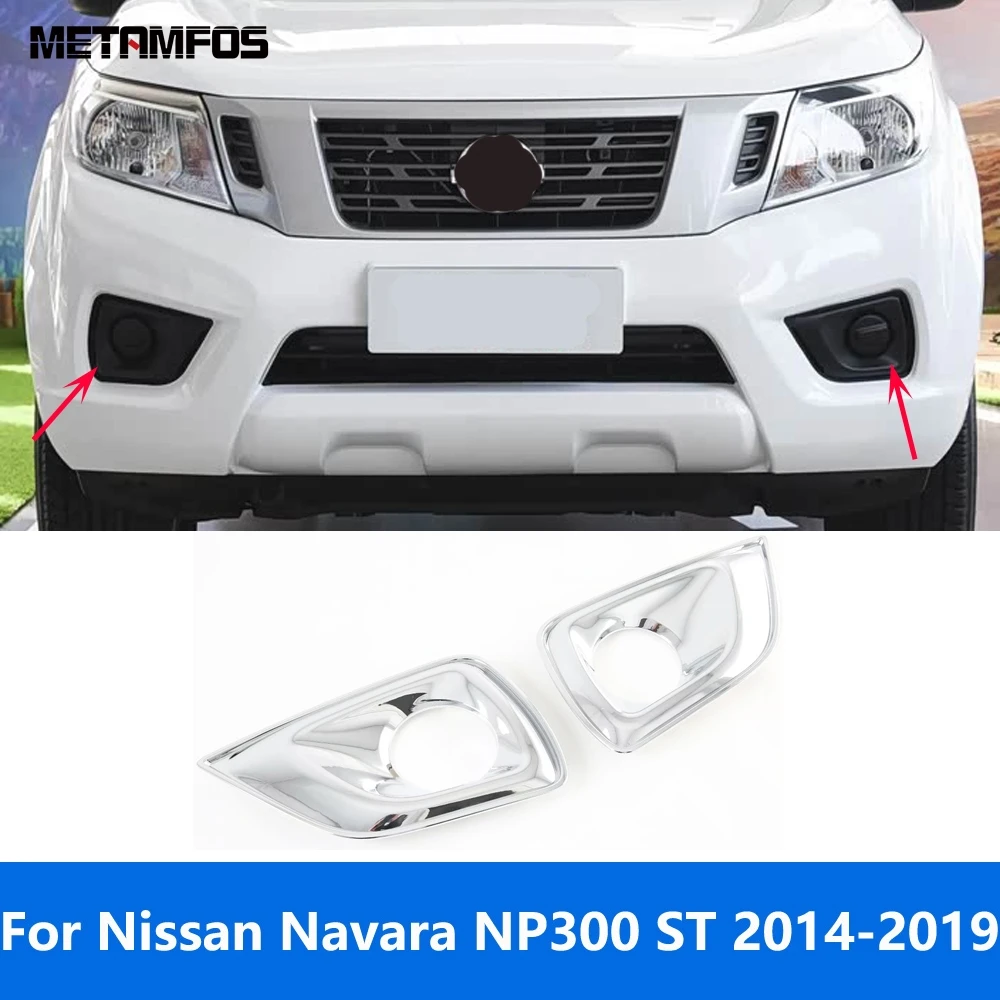 

Front Fog Light Lamp Cover Trim For Nissan Navara NP300 ST 2014-2018 2019 Chrome Foglight Bumper Protector Exterior Accessories