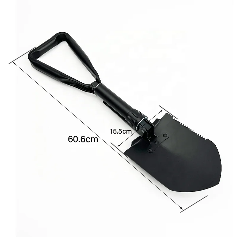 61cm Folding Shovel with Serrated Blade D-Handle Portable Camping Survival Spade Outdoor Emergency Gardening Tools