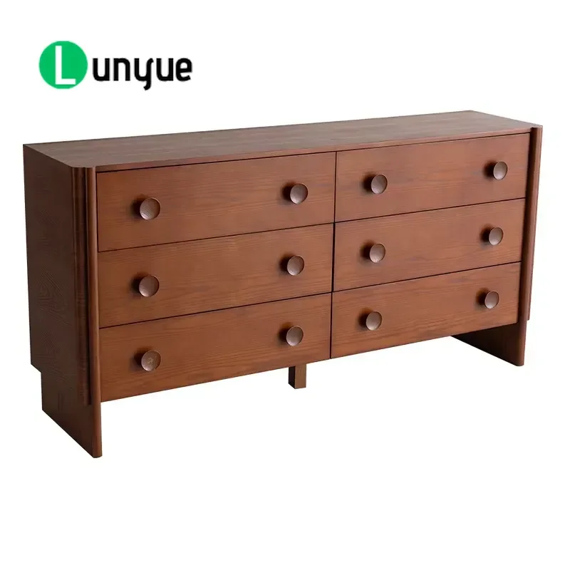Solid Wood Side Cabinet with Drawers Modern Luxury Living Room Storage Locker Durable Furniture for Home Decor Organization