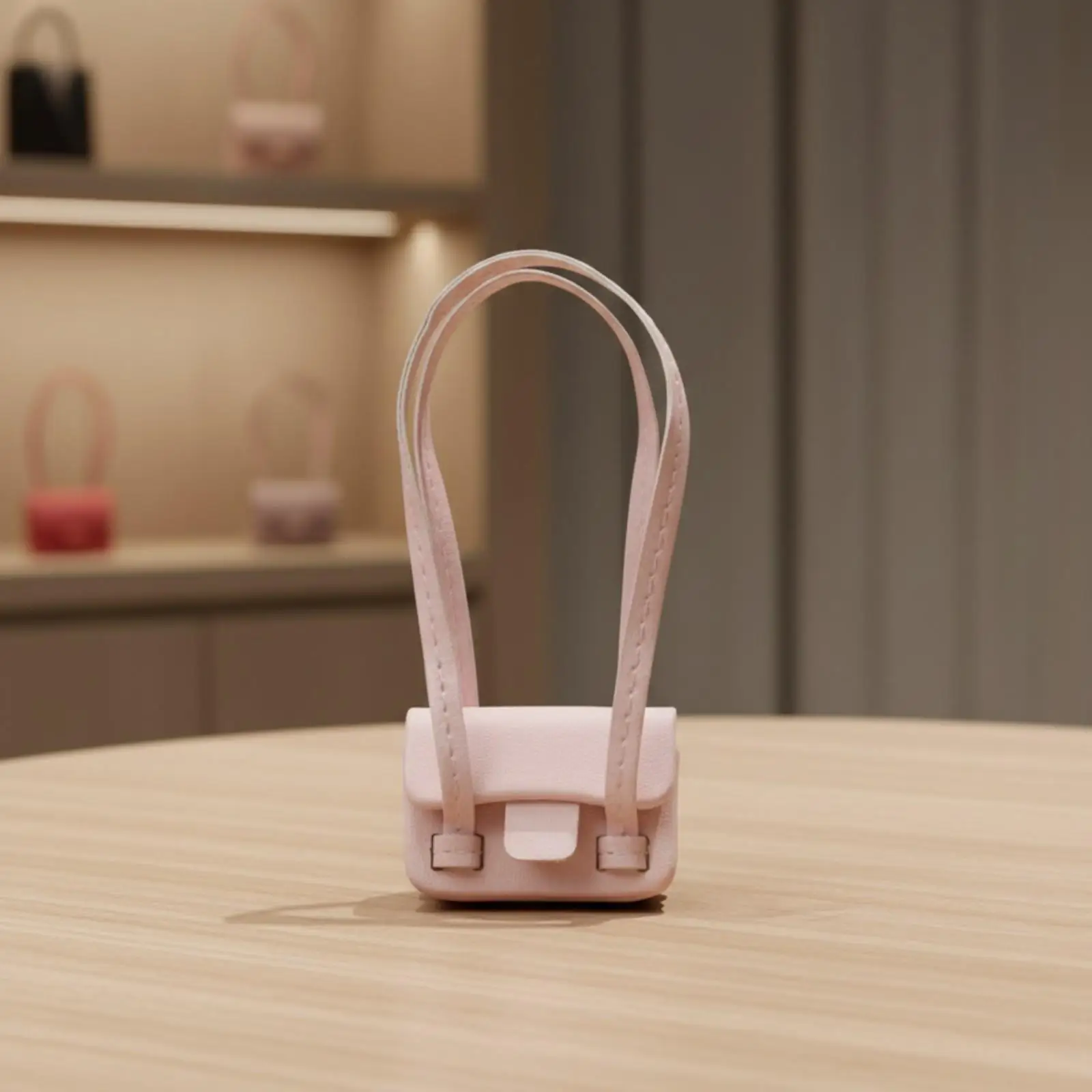 Miniature Doll Handbag with Flap Closure Pu Leather Structured Miniature Doll Purse Mini Handbag Chic Exquisite