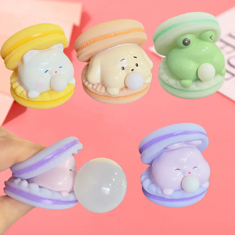 Macaron-Tier-Quetsch- und Lach-Stressabbau-Spielzeug zum Blasen von Seifenblasen - Eine Niedliche und Kreative Entspannungsfigur
