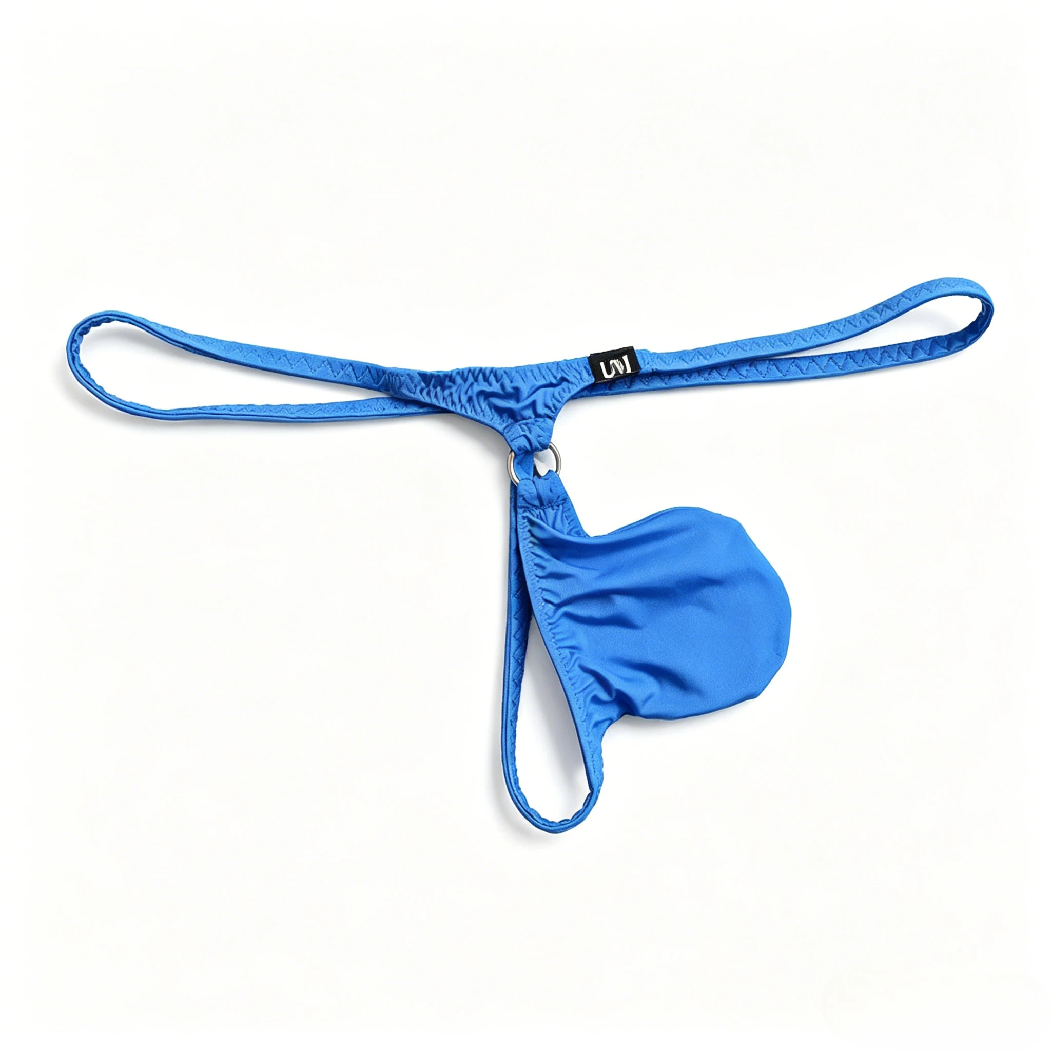 Solid Color Men T-back Panties, Low Rise Decorative Metal Ring, Breathable Ice Silk Mesh Semi Sheer Male Thong Underpants