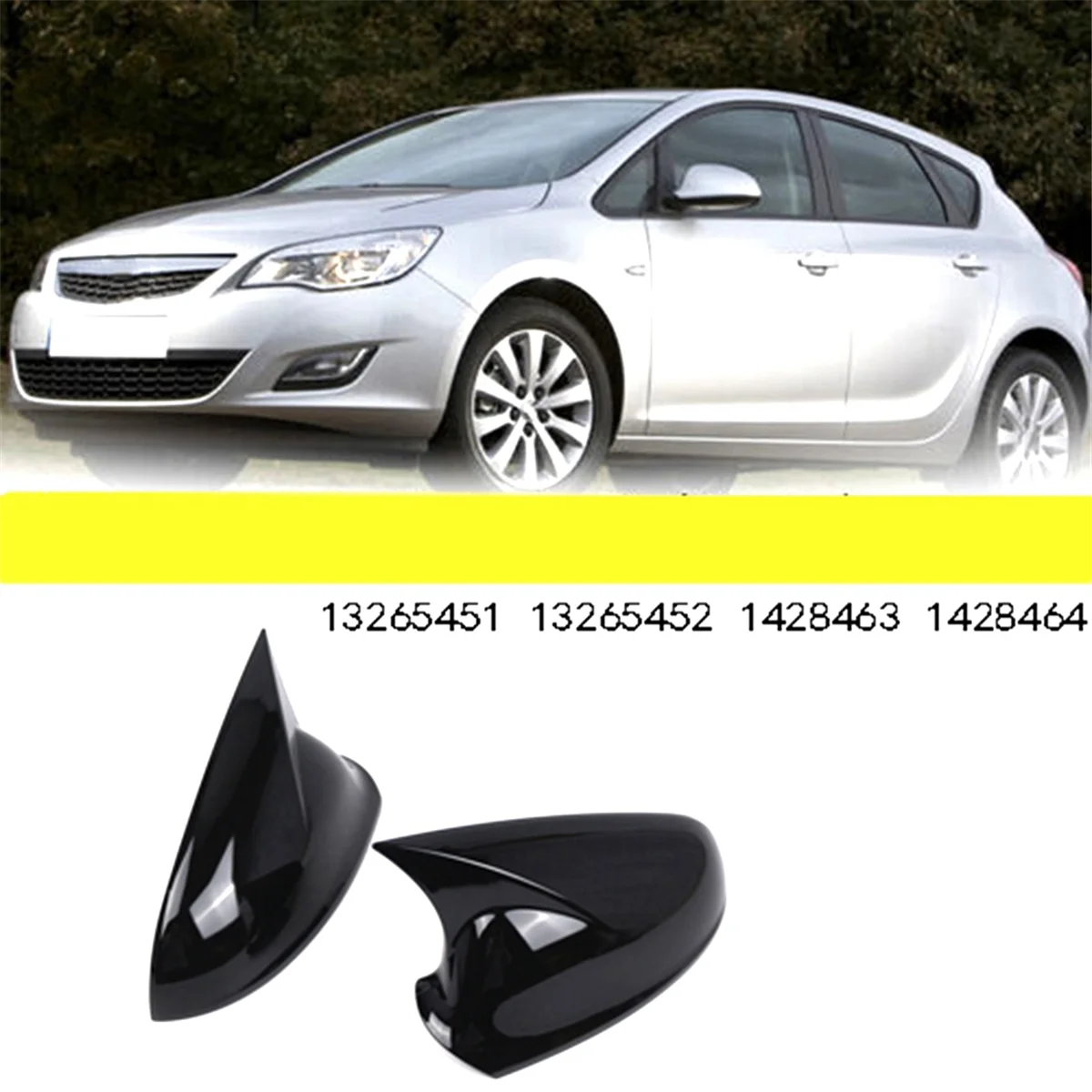 For Vauxhall Astra Opel Astra J 2010-2016 Gloss Black Wing Mirror Cap Covers Set 13265451 13265452 1428463