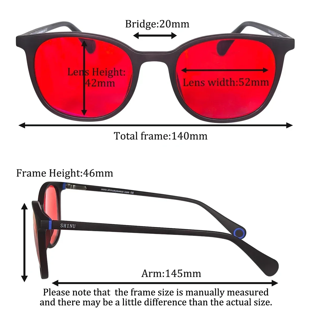 SHINU Womem's Glasses Red Lens For Better Sleep Orange Lenses Gaming Glasses Blue Light Filter Computer Glasses Custom Recipe