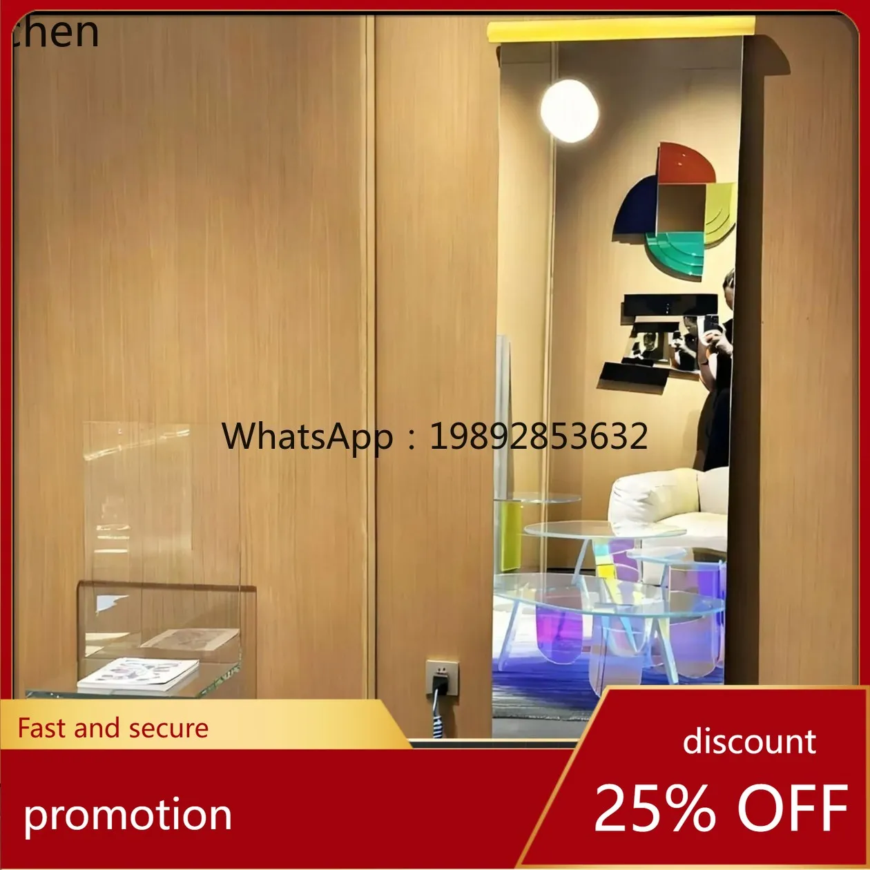 ZML Minimalist Glass Dressing Mirror for Living Room and Bedroom, Wall-Mounted Floor Mirror with  Movable Full-Length
